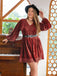 50er Kleid mit V-Ausschnitt und Ballonärmel
