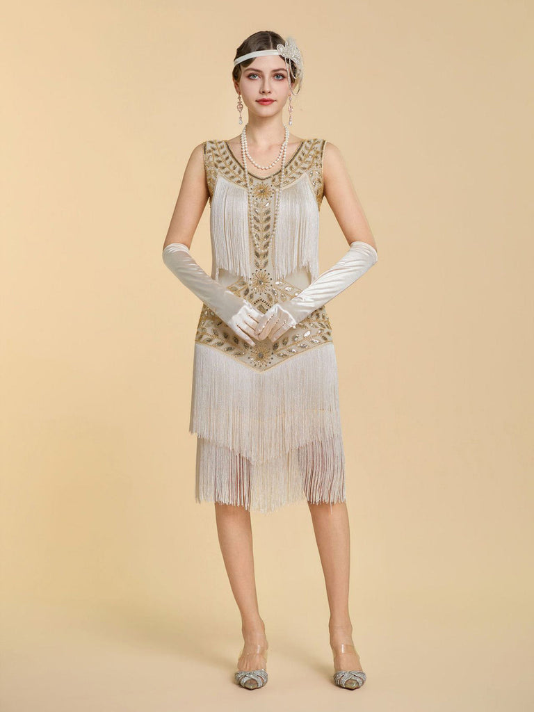 20er Shiftkleid mit Pailletten und Fransen