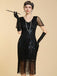 20er Gatsby Kleid mit Perlenfransen und Pailletten
