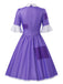 Lila 50er Halloween Kleid mit Peter-Pan-Kragen und Patchwork