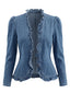 60er Jeans-Jacke mit Rüschen und Langarm