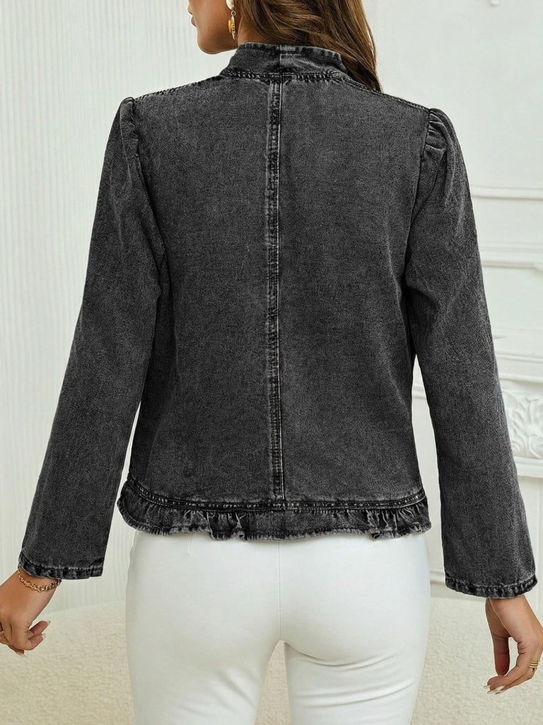 60er Jeans-Jacke mit Rüschen und Langarm