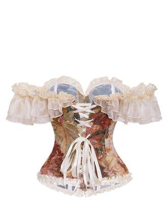 Mehrfarbiges 50er Vintage Korsett-Top mit Blumen