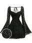 Schwarzes 50er Spitzenkleid mit Trompetenärmeln