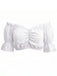 Weisses 50er Crop-Top mit Carmen-Ausschnitt und Spitze