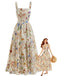 40er Maxikleid mit Blumen und Spaghettiträgern