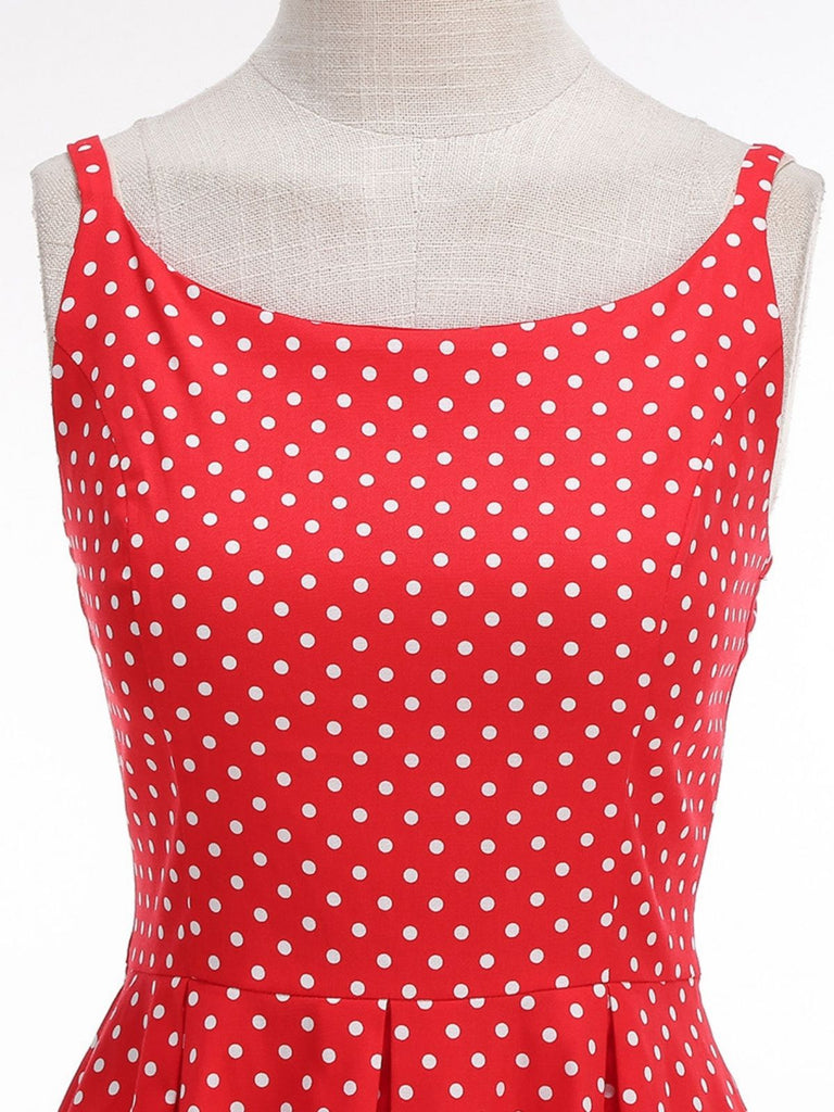 50er Swingkleid mit Spaghettiträger und Polka-Dots