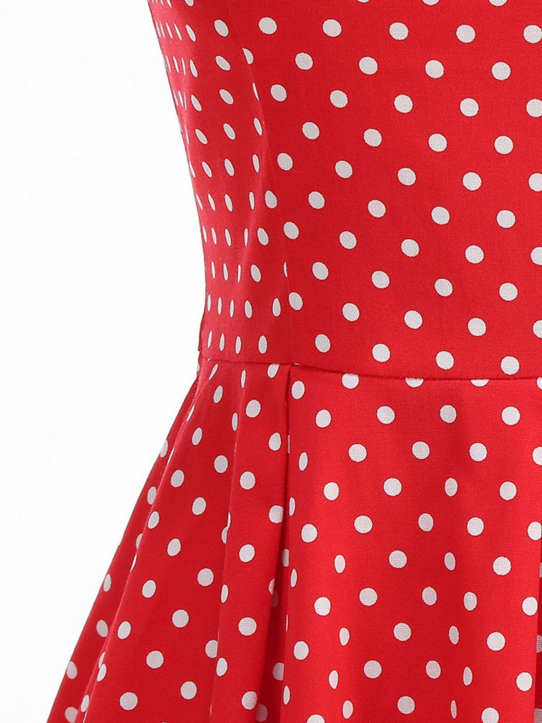 50er Swingkleid mit Spaghettiträger und Polka-Dots