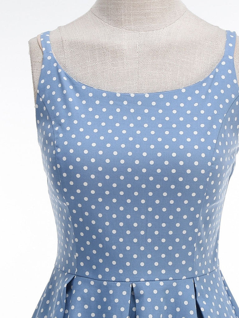 50er Swingkleid mit Spaghettiträger und Polka-Dots