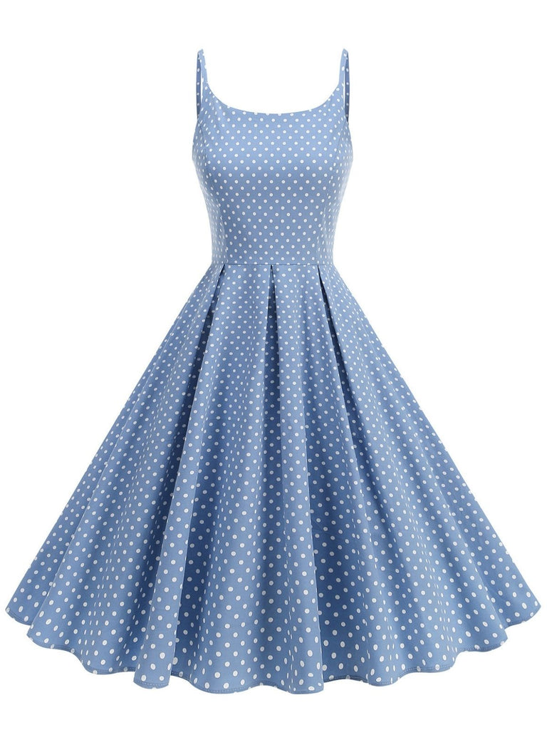 50er Swingkleid mit Spaghettiträger und Polka-Dots