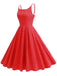 50er Swingkleid mit Spaghettiträger und Polka-Dots