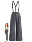 Grauer 60er Latz-Overall mit Plissee und weitem Bein