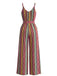 Mehrfarbiger 70er Boho Jumpsuit mit Streifen und Gürtel