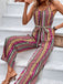 Mehrfarbiger 70er Boho Jumpsuit mit Streifen und Gürtel
