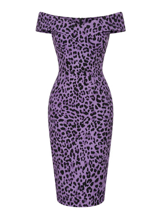 Rosaviolettes 60er Kleid mit Leoparden-Print