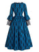 Schwarzes 50er Barockkleid mit Schnürung und Glockenärmeln