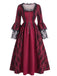 Schwarzes 50er Barockkleid mit Schnürung und Glockenärmeln