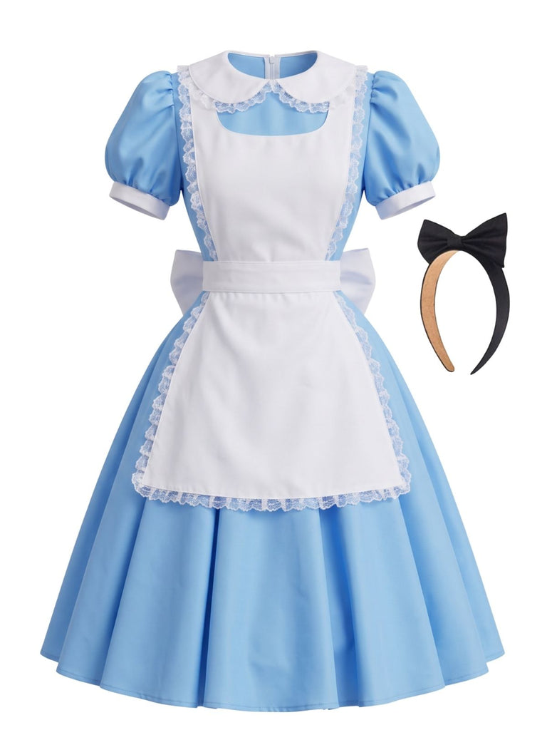 50er Wonderland Kostüm-Set mit Kleid und Schürze