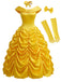 Gelbes 50er schulterfreies Kleid mit gestuft und Prinzessin