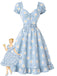 [Vorverkauf] Hellblaues 50er Kleid mit Gänseblümchen und Herzausschnitt