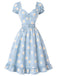 [Vorverkauf] Hellblaues 50er Kleid mit Gänseblümchen und Herzausschnitt