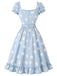 [Vorverkauf] Hellblaues 50er Kleid mit Gänseblümchen und Herzausschnitt