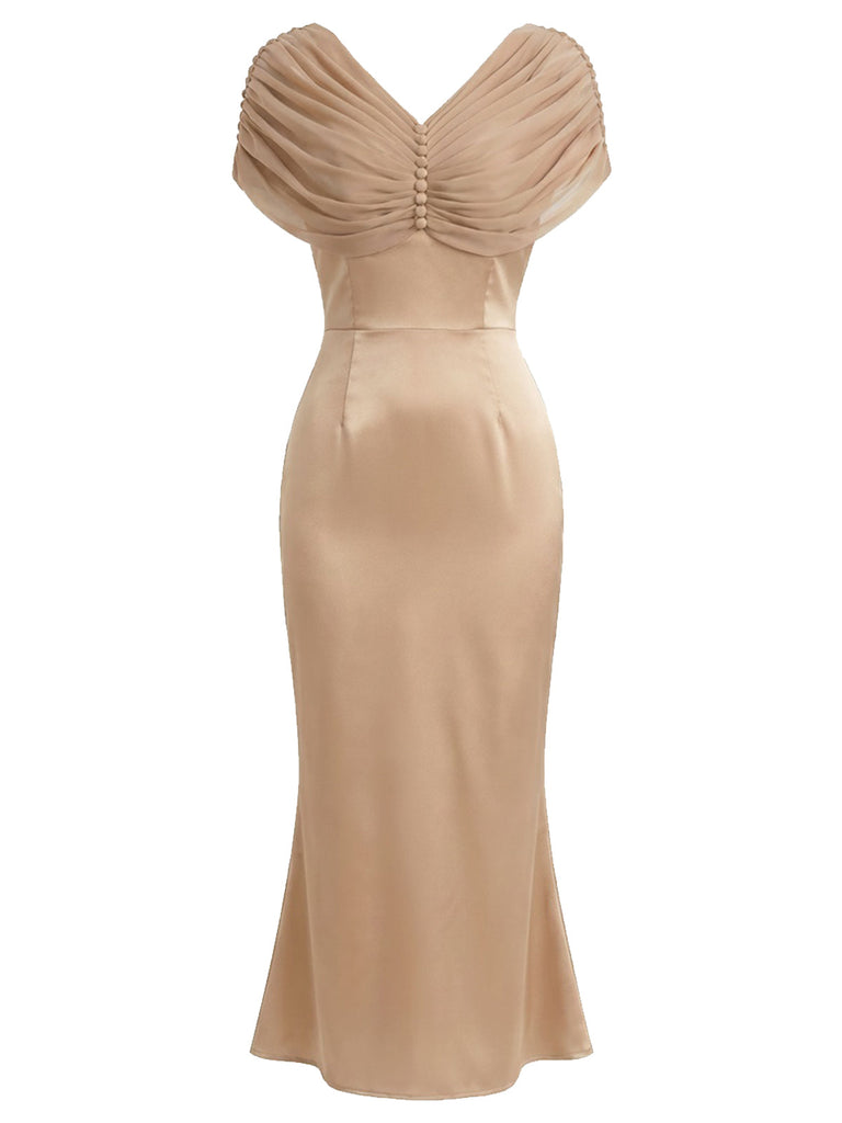 Champagnerfarbenes 30er Meerjungfrauenkleid mit Raffung