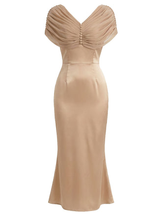 Champagnerfarbenes 30er Meerjungfrauenkleid mit Raffung
