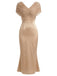 Champagnerfarbenes 30er Meerjungfrauenkleid mit Raffung