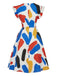 60er Swingkleid mit Rüschen und Print