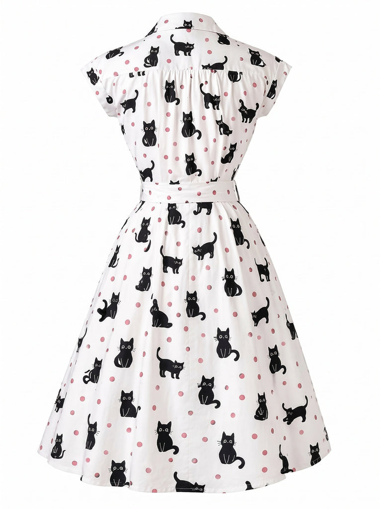 50er Shirtkleid mit Polka-Dots und Gürtel