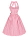 Rosa 50er Swingkleid mit Neckholder und Streifen