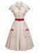 50er Polka-Dot Kleid mit Revers-V-Ausschnitt und Taschen