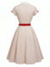 50er Polka-Dot Kleid mit Revers-V-Ausschnitt und Taschen