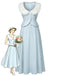 Hellblaues 40er Kleid mit Peter-Pan-Kragen