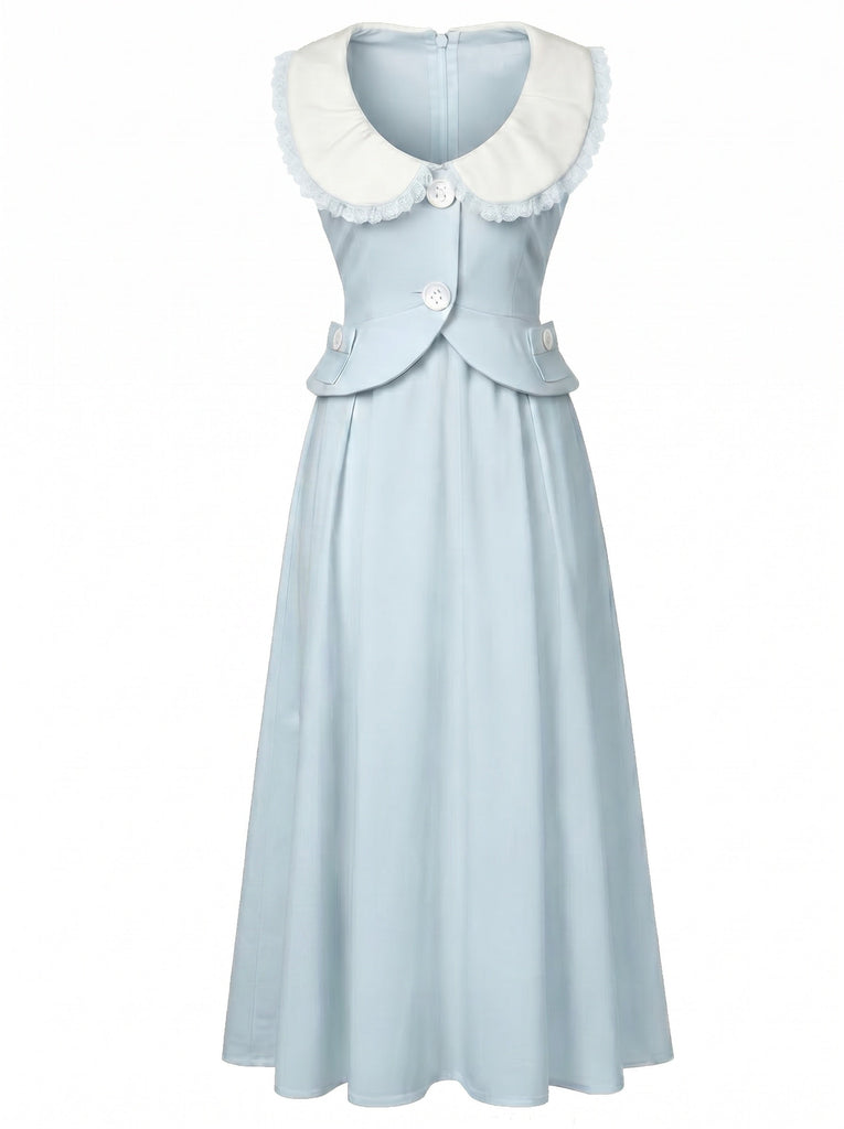 Hellblaues 40er Kleid mit Peter-Pan-Kragen