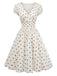 Mehrfarbiges 50er Kleid mit Polka-Dots