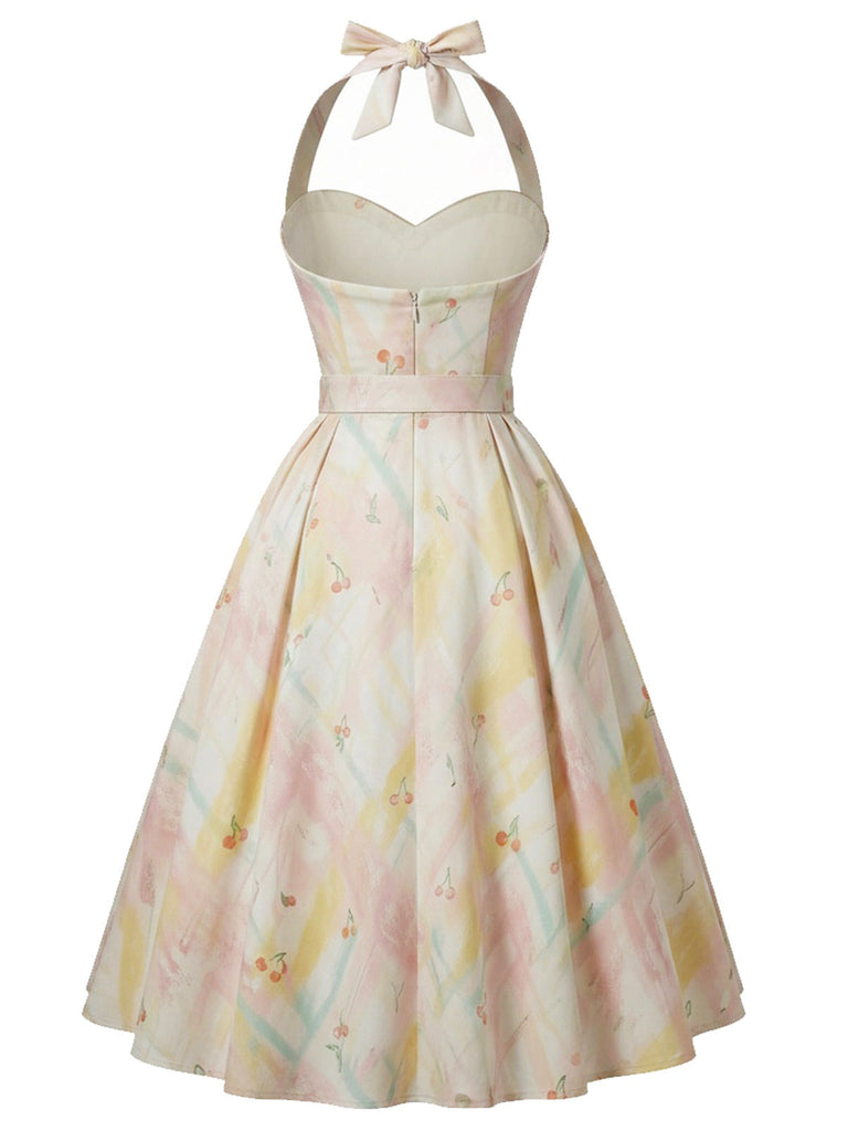 50er Swingkleid mit Neckholder und Kirschen