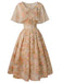Orange 50er Blumenkleid mit Cape-Kragen und Gürtel