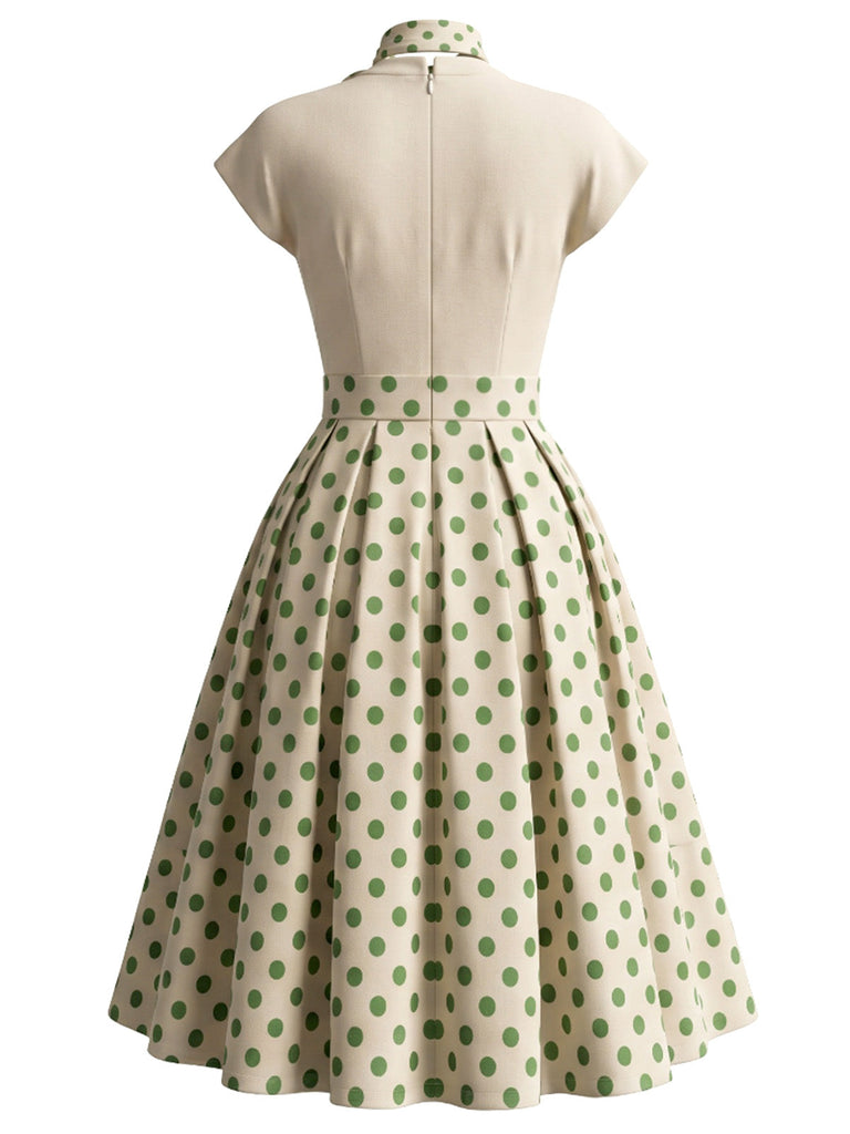 50er Swingkleid mit Polka-Dots und Schal