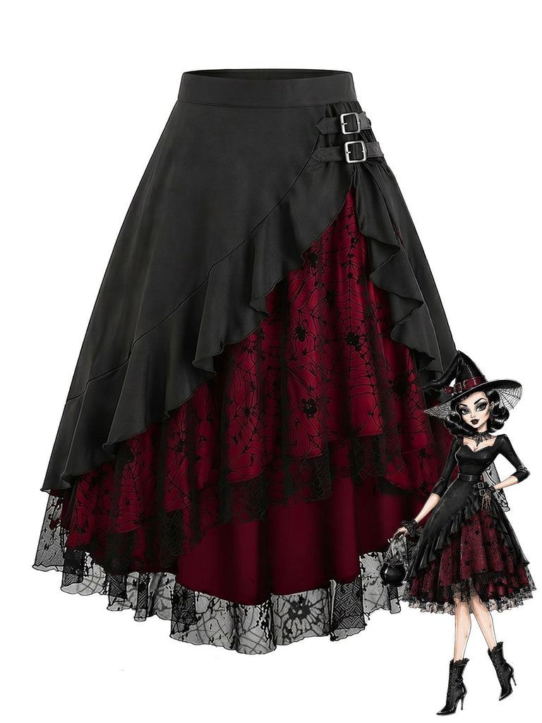 Schwarzer 70er Gothic Rock mit Spitze und Asymmetrisch