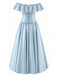 Hellblaues 50er Kleid mit Rüschen und Taille
