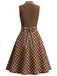 Braunes 50er Kleid mit Polka-Dots und V-Ausschnitt