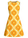 Orange 60er Mod A-Linien-Kleid mit geometrischem Print