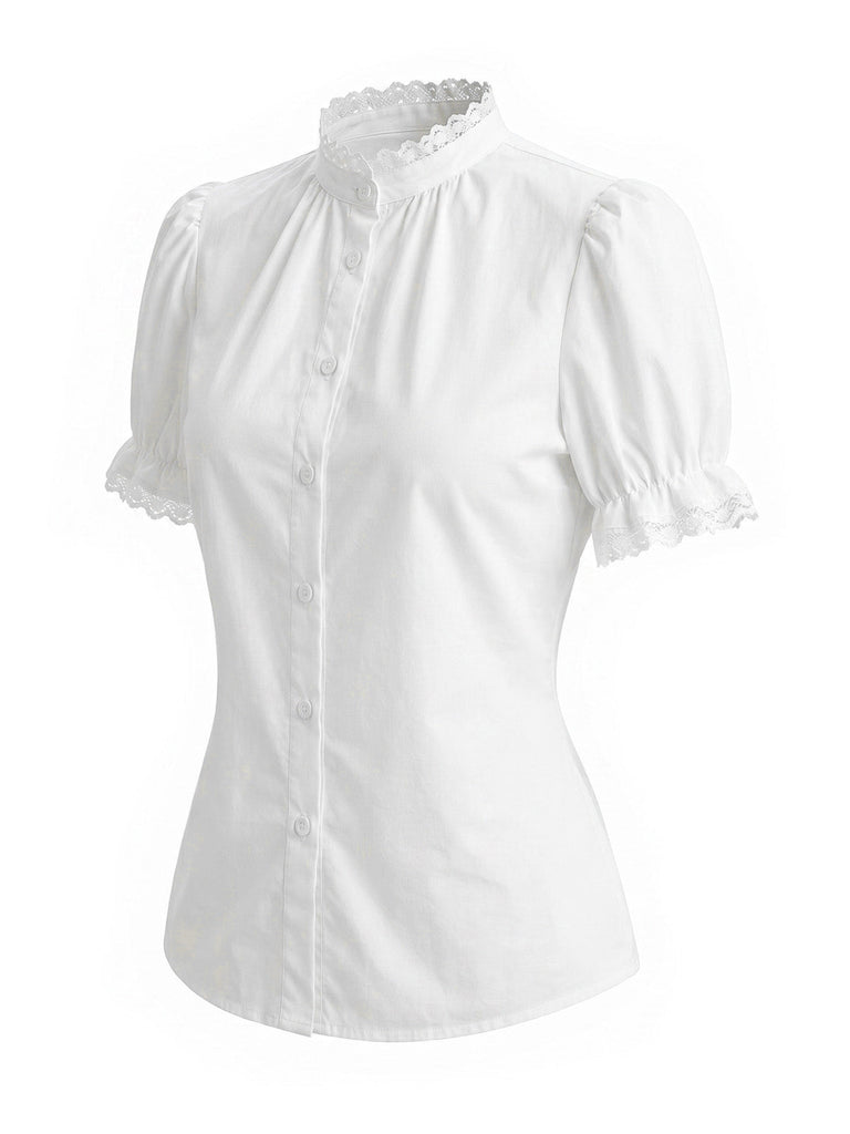Weißes & Grünes 50er Kleid mit Karo und Spitze