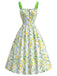 Grünes 50er Kleid mit Blumen und Schleife