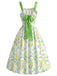 Grünes 50er Kleid mit Blumen und Schleife