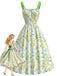Grünes 50er Kleid mit Blumen und Schleife