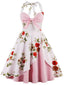 [Vorverkauf] [Übergröße] 50er Swingkleid mit Neckholder und Blumen