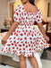 [Übergröße] 50er Kleid mit Puffärmel und Erdbeere